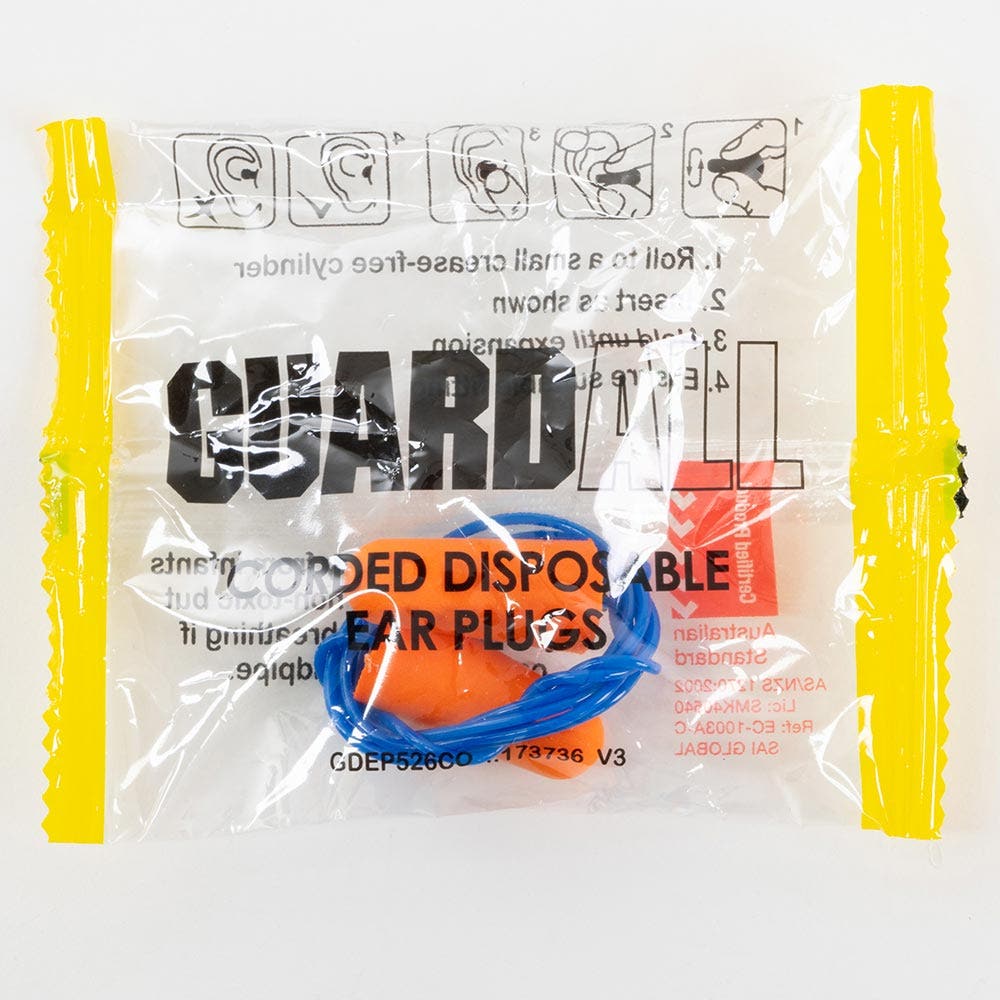 GUARDALL CLASS 5 26DB Corded Disposable Ear Plugs - 100 Pairs GDEP526CO