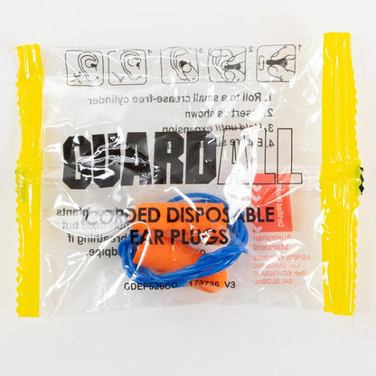 GUARDALL CLASS 5 26DB Corded Disposable Ear Plugs - 100 Pairs GDEP526CO