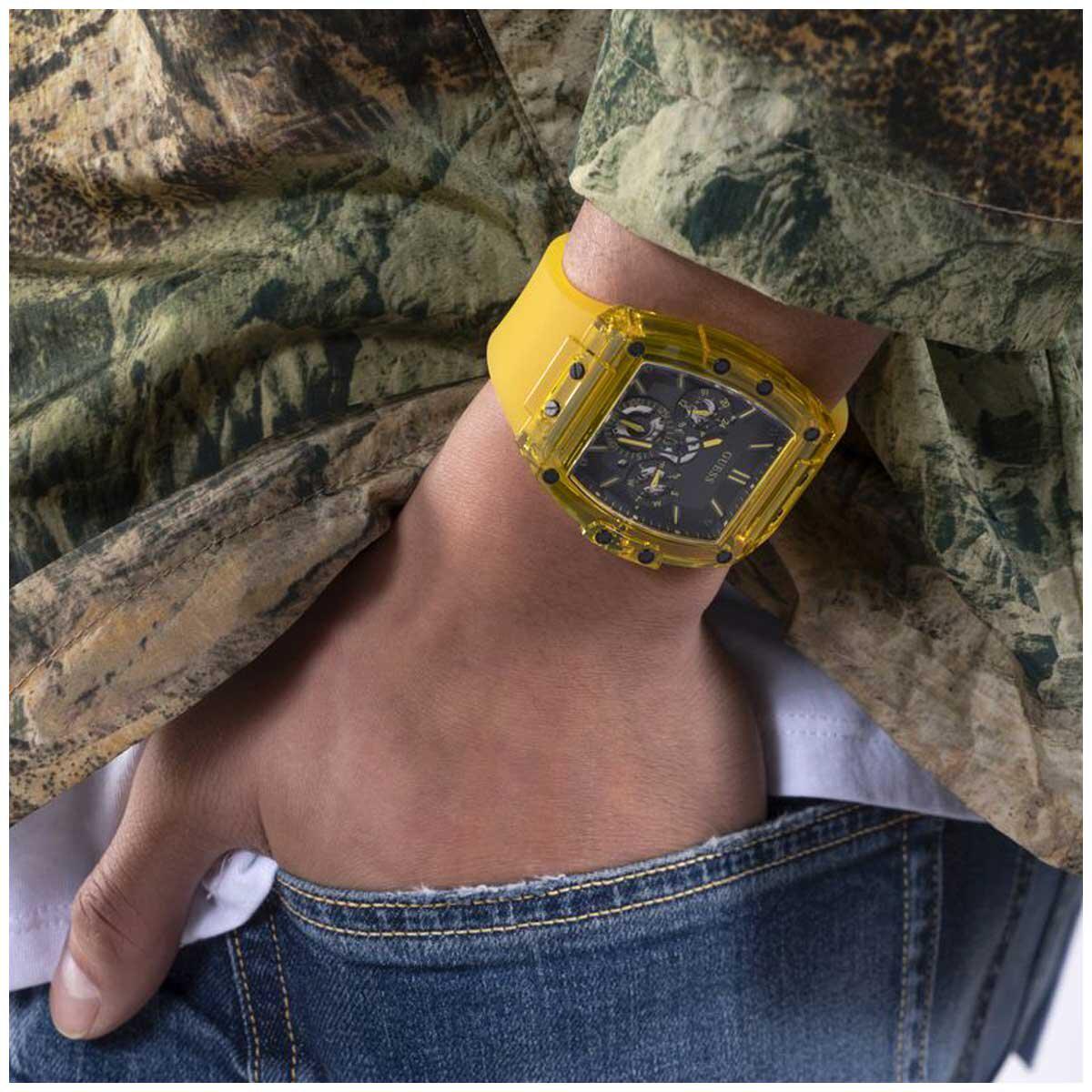 GUESS Yellow Multifunction Mens Watch GW0203G6