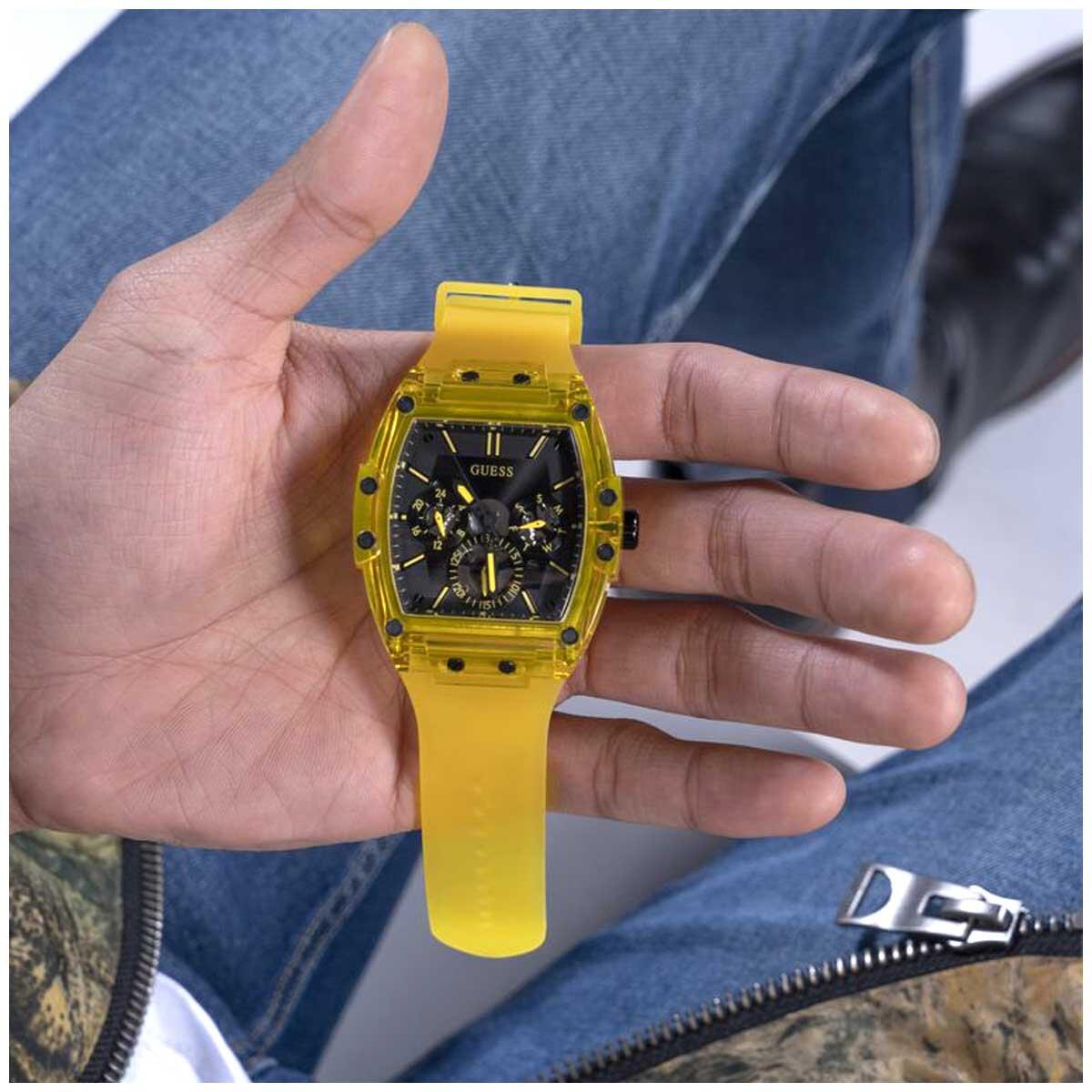 GUESS Yellow Multifunction Mens Watch GW0203G6