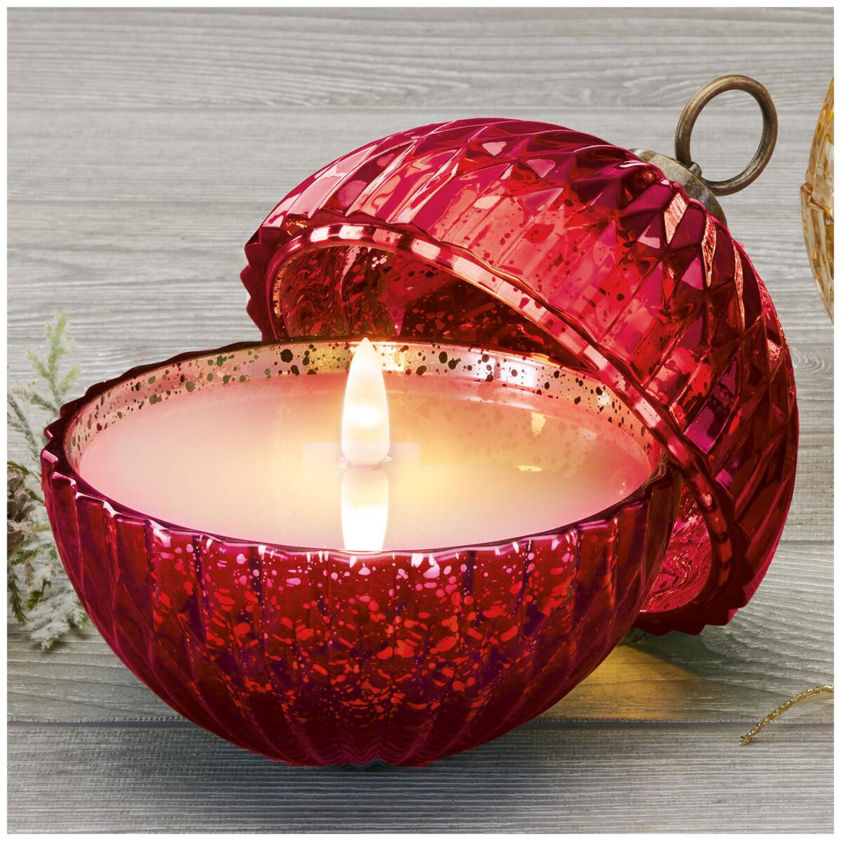 Glass Ornament With LED Candle Set 3 Piece