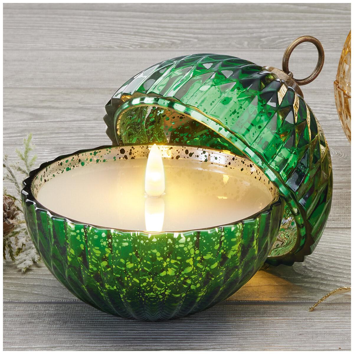 Glass Ornament With LED Candle Set 3 Piece