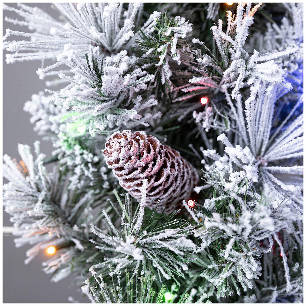Glitter Flocked Garland With LED Lights 2.74M