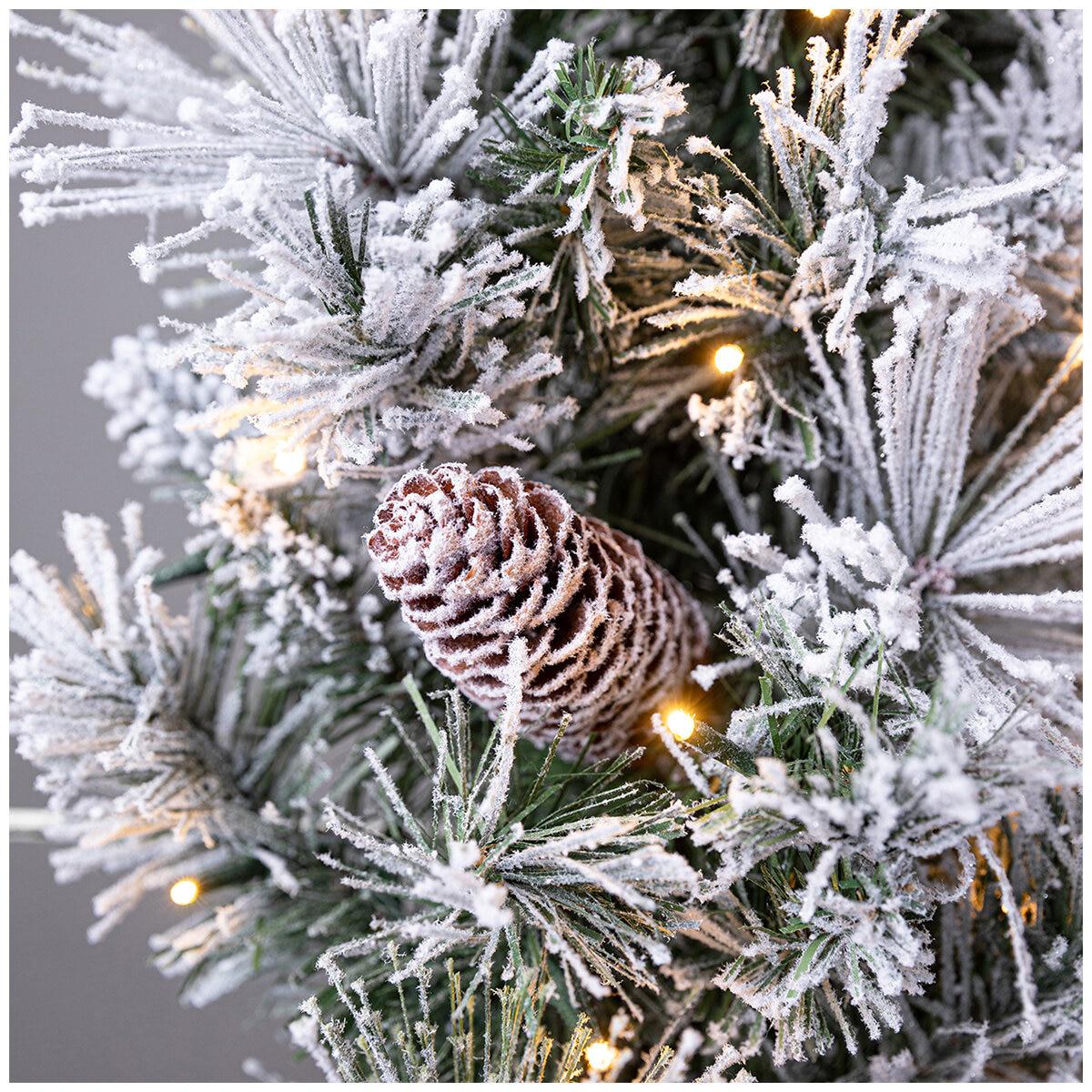 Glitter Flocked Garland With LED Lights 2.74M