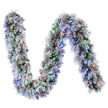 Glitter Flocked Garland With LED Lights 2.74M