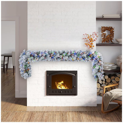Glitter Flocked Garland With LED Lights 2.74M