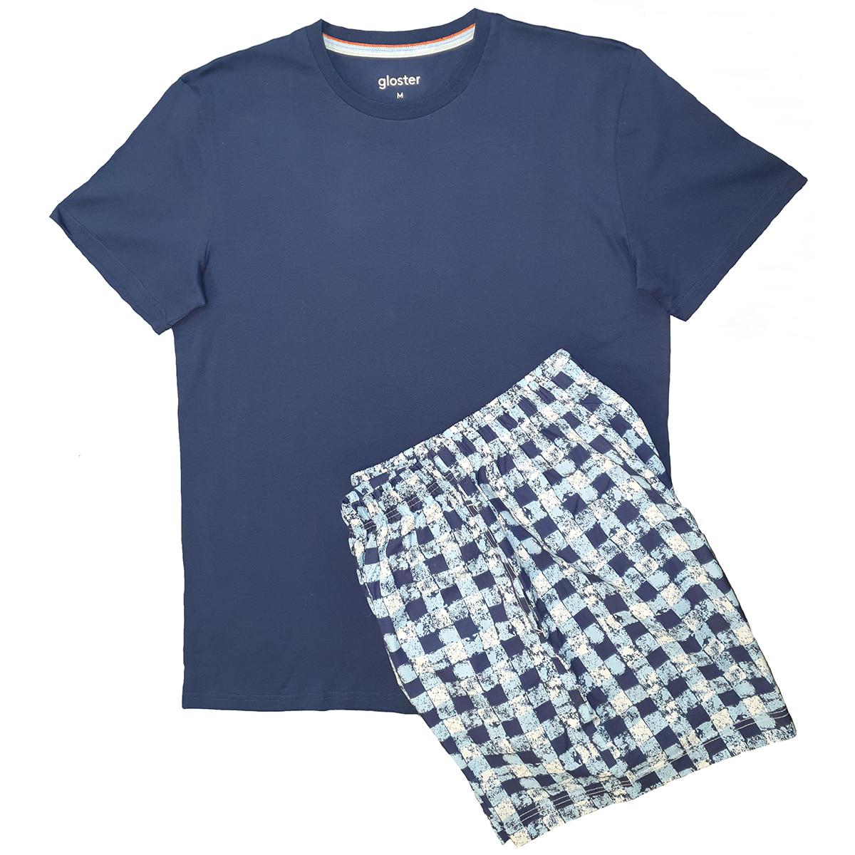 Gloster Men's Sleepwear Set Grey T Navy Heads