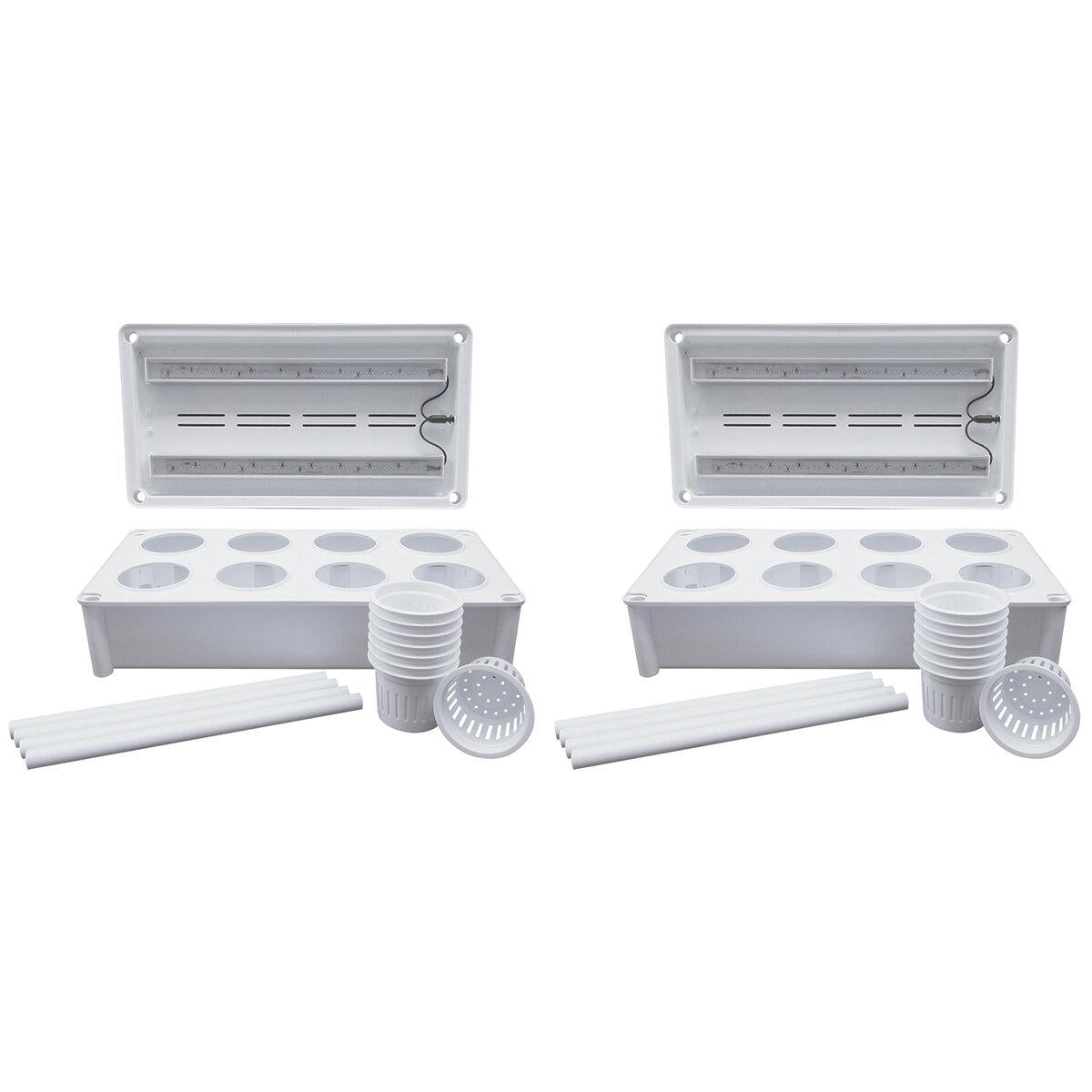 Greenlife 2 x Twin LED Self Watering Salad Grower With 8 Pots White 56 x 29 x 405 cm