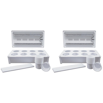 Greenlife 2 x Twin LED Self Watering Salad Grower With 8 Pots White 56 x 29 x 405 cm