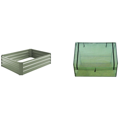 Greenlife Garden Bed Eucalypt Green With Drop Over Greenhouse 120 x 90 x 30 cm