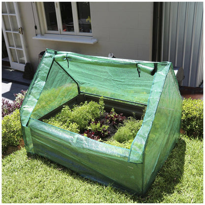 Greenlife Garden Bed Eucalypt Green With Drop Over Greenhouse 120 x 90 x 30 cm