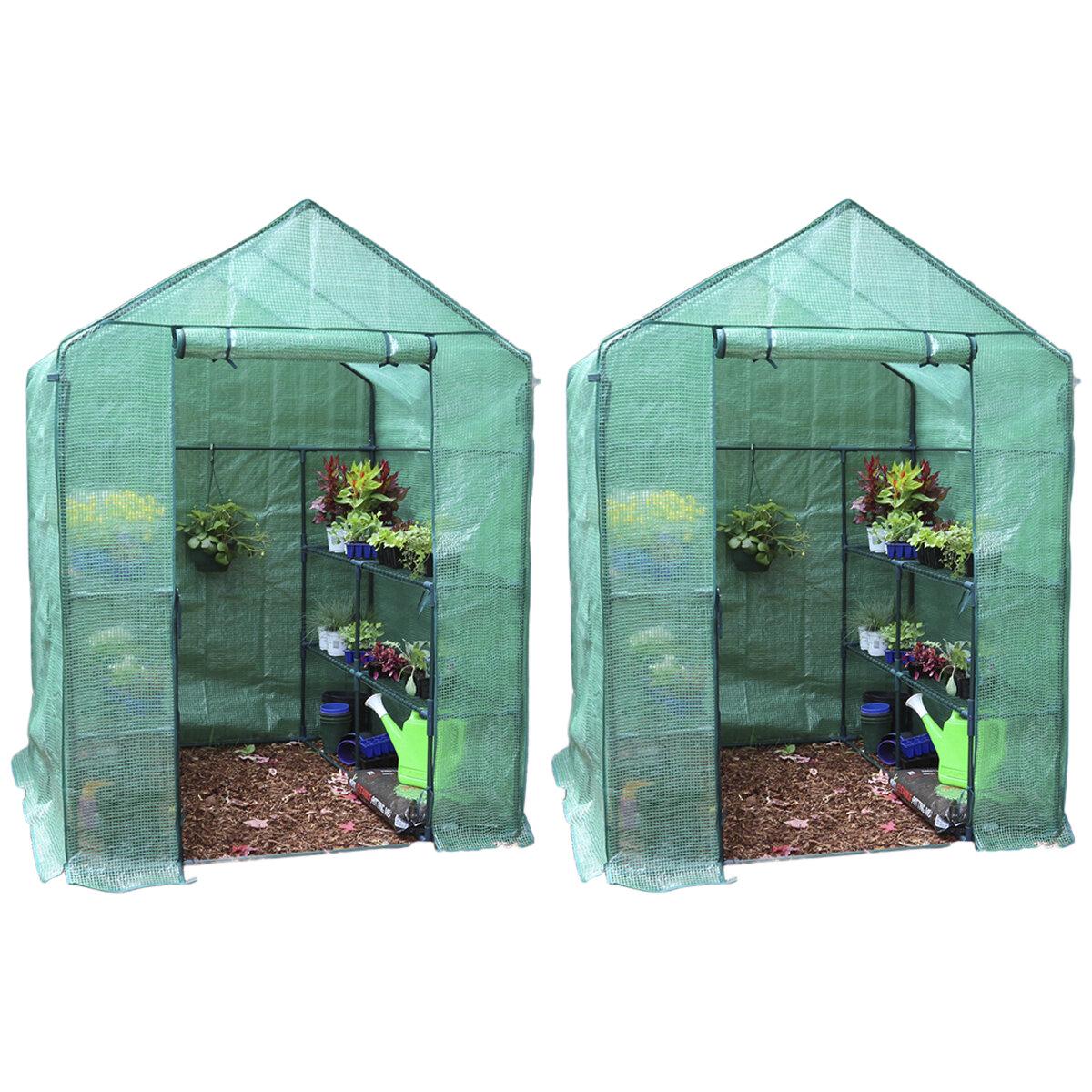 Greenlife Large Walk-in Greenhouse Twin Pack With PE Cover 195 x 143 x 143cm