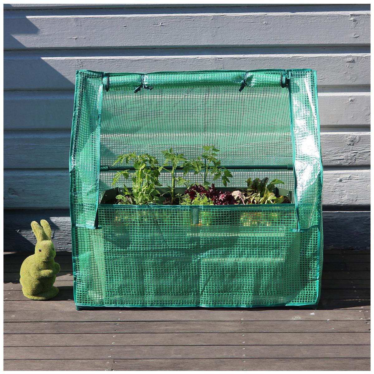 Greenlife Patio Garden Bed With Greenhouse Cover And Base 80 x 50 x 30 cm Slate Grey