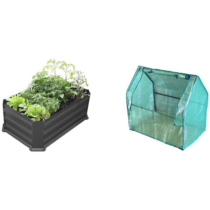 Greenlife Patio Garden Bed With Greenhouse Cover And Base 80 x 50 x 30 cm Slate Grey