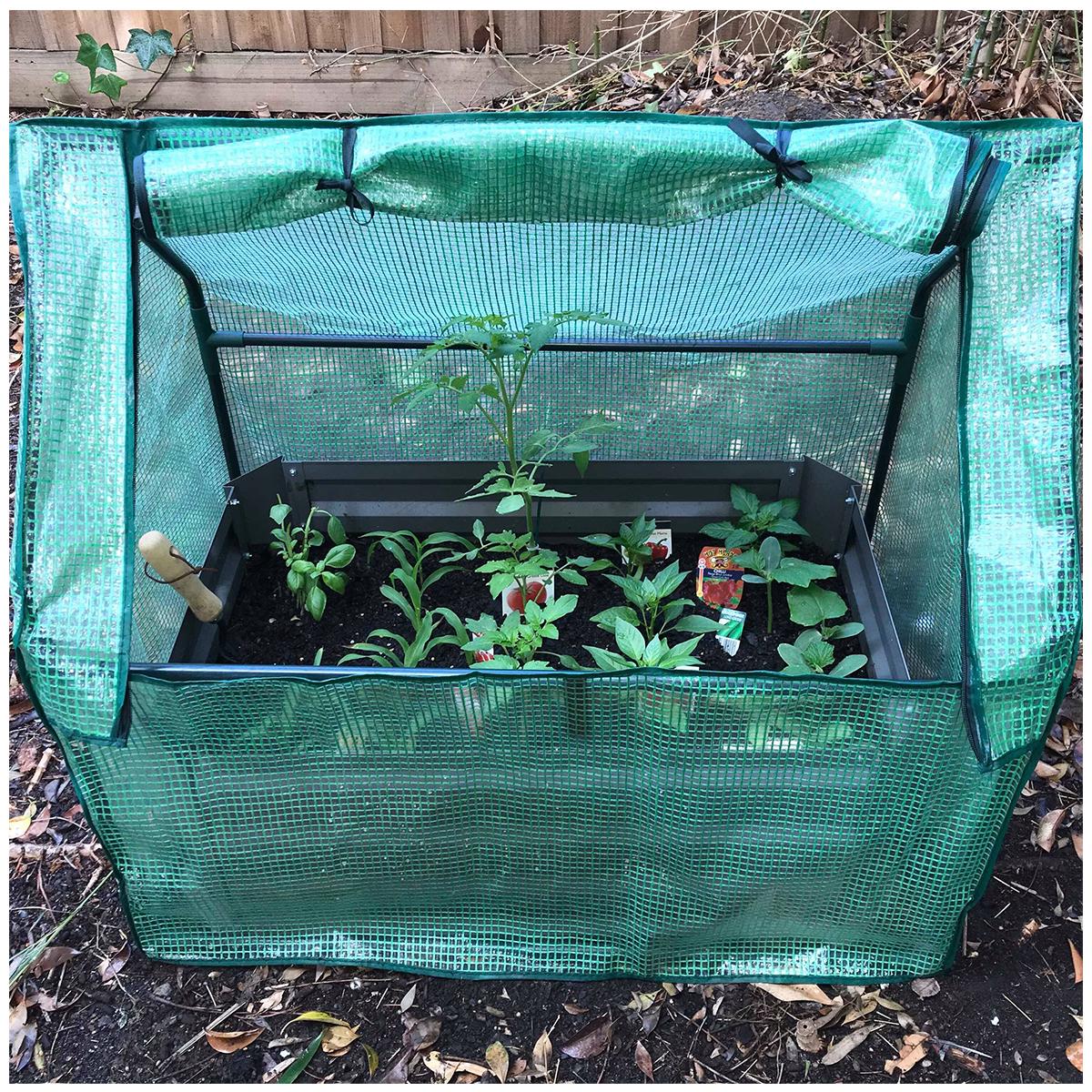 Greenlife Patio Garden Bed With Greenhouse Cover And Base 80 x 50 x 30 cm Slate Grey