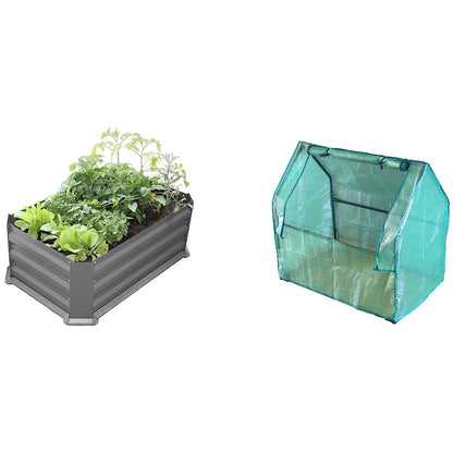 Greenlife Patio Garden Bed With Greenhouse Cover And Base 80 x 50 x 30 cm Slate Grey