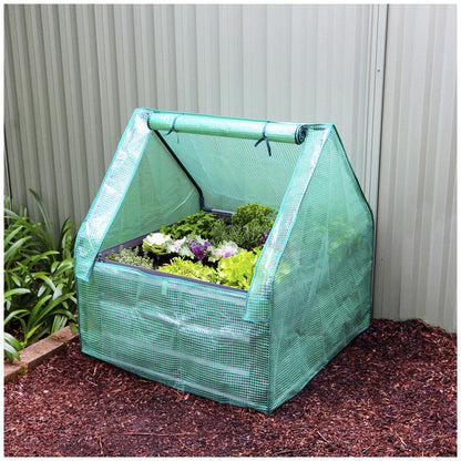 Greenlife Raised Garden Bed Charcoal With Drop Over Greenhouse 85 x 85 x 45cm