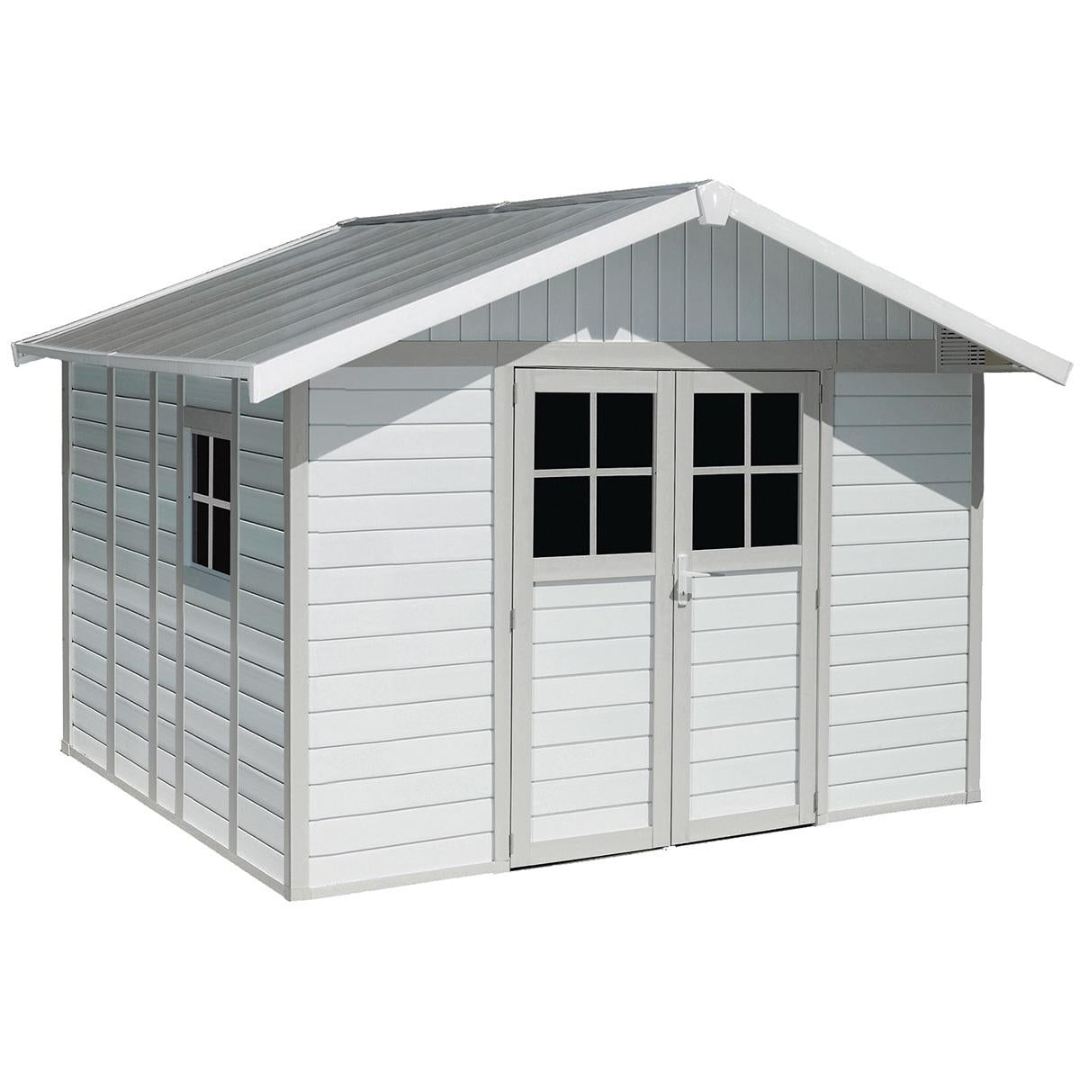 Grosfillex Deco Shed White Green And Grey 11M2
