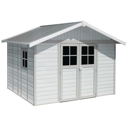 Grosfillex Deco Shed White Green And Grey 11M2