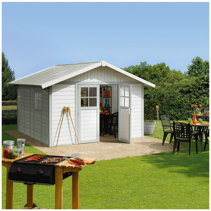 Grosfillex Deco Shed White Green And Grey 11M2