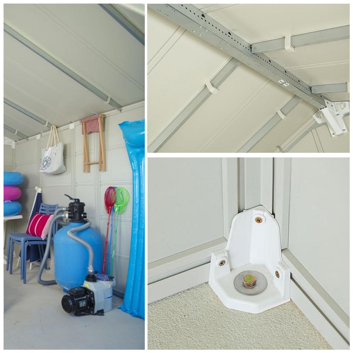 Grosfillex Deco Shed White Green And Grey 11M2