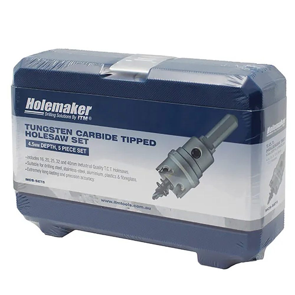 HOLEMAKER 16-40mm 4.5mm Deep TCT Metal Holesaw Set - 5 Piece MCS-SET5