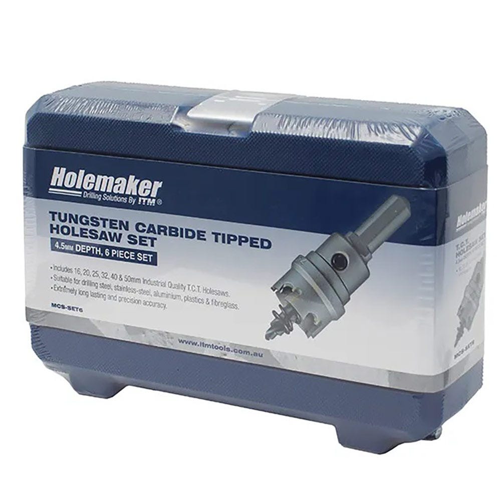 HOLEMAKER 16-50mm 4.5mm Deep TCT Metal Holesaw Set - 6 Piece MCS-SET6