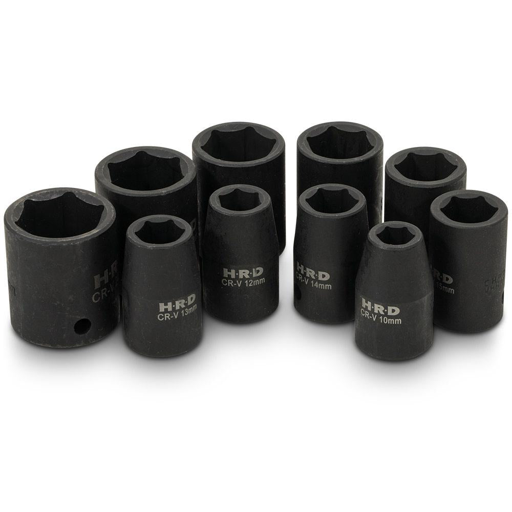 HRD 10pc 1 2inch Drive Impact Socket Set HRD1210MIS