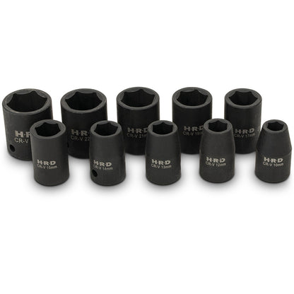 HRD 10pc 1 2inch Drive Impact Socket Set HRD1210MIS