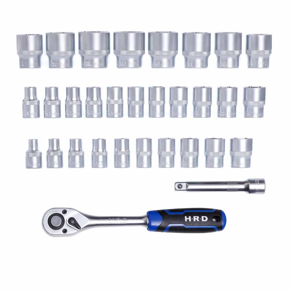 HRD 31 Piece 1 2 Inch Drive AF Metric Socket Set H12VS31