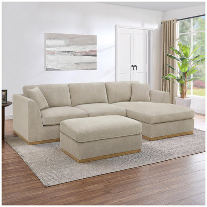 Henredon 4 Piece Fabric Sectional With Ottoman