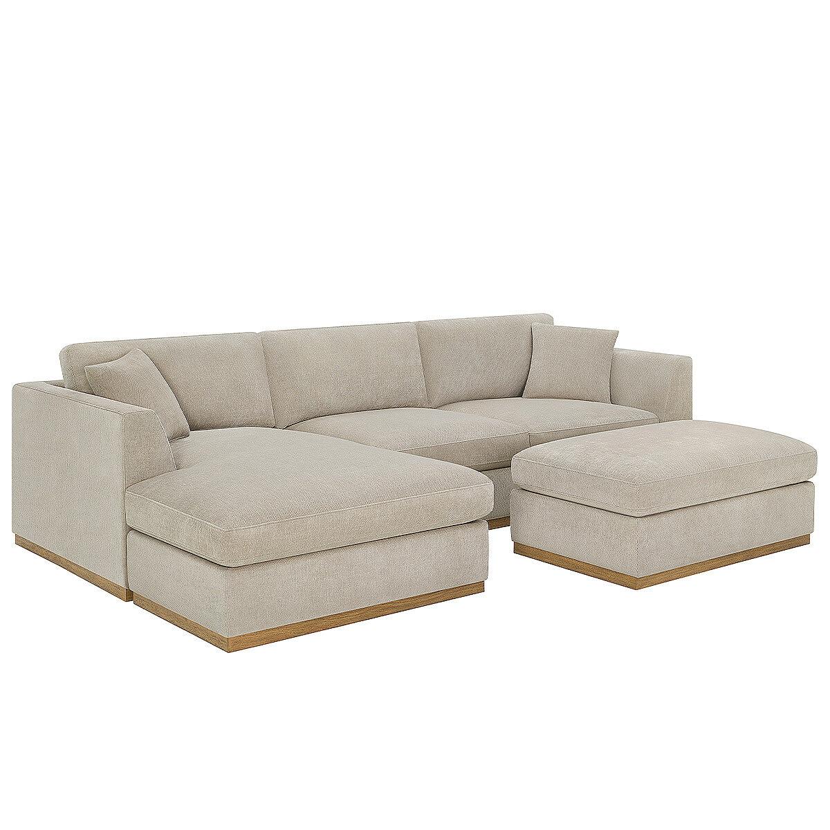 Henredon 4 Piece Fabric Sectional With Ottoman