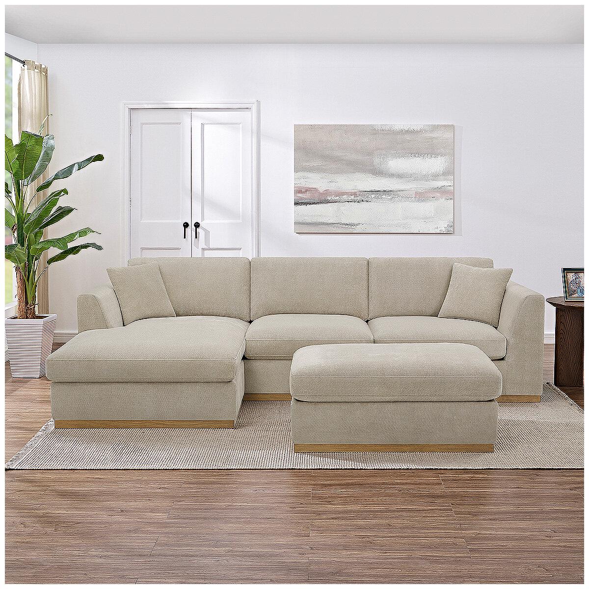 Henredon 4 Piece Fabric Sectional With Ottoman