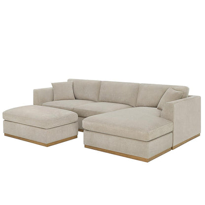 Henredon 4 Piece Fabric Sectional With Ottoman