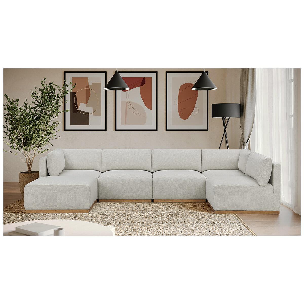 Henredon Fabric Modular Sectional With Ottoman 6 Piece