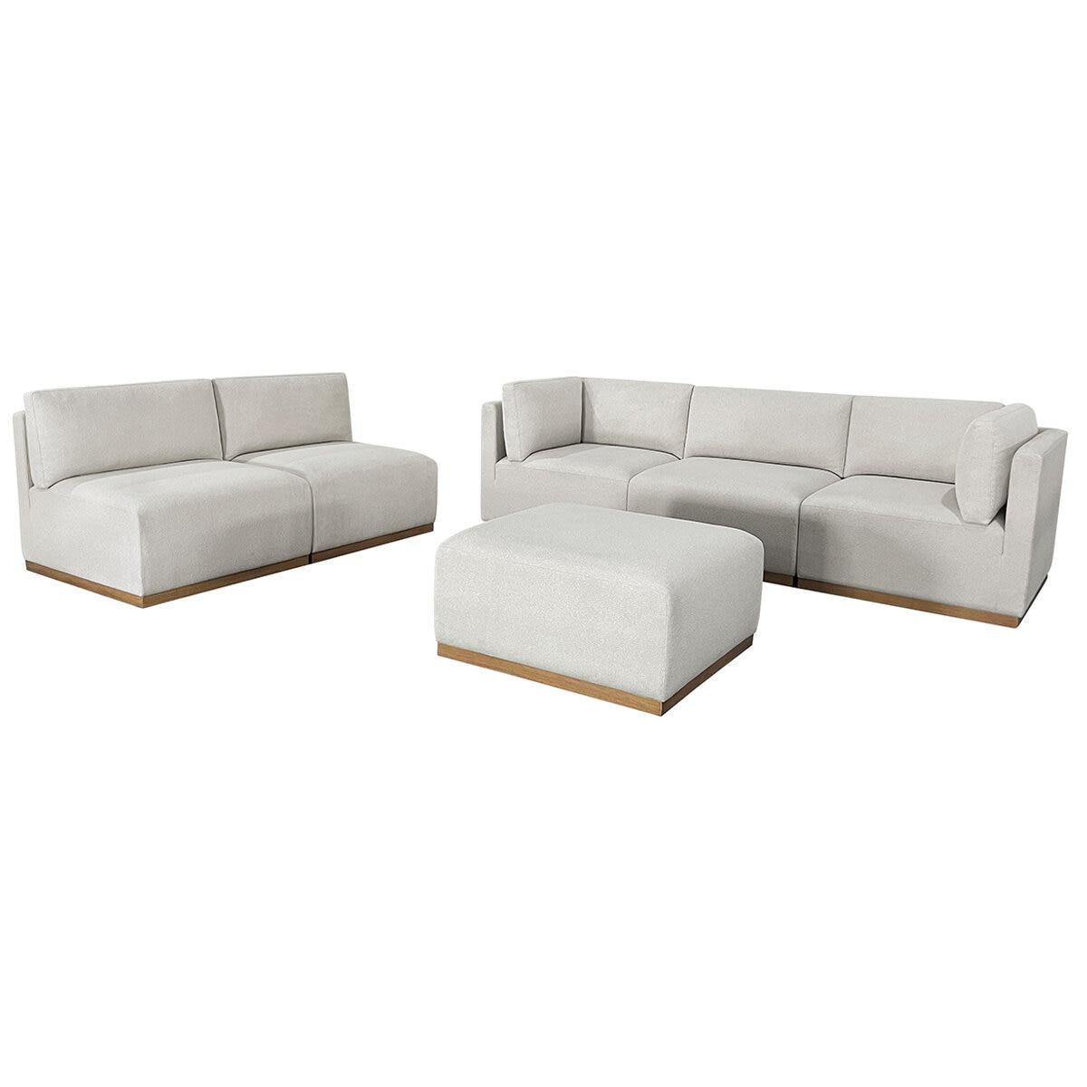 Henredon Fabric Modular Sectional With Ottoman 6 Piece