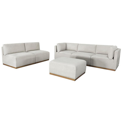 Henredon Fabric Modular Sectional With Ottoman 6 Piece