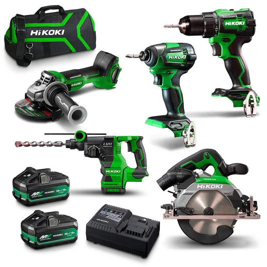 HiKOKI 18V Brushless 5 Piece 2 x 2.5 5.0Ah Combo Kit KC18D5P2(HRZ)