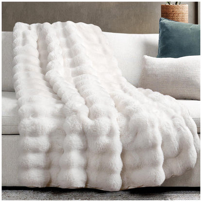House and Home Bubble Faux Fur Throw 152 x 177cm Dark Brown