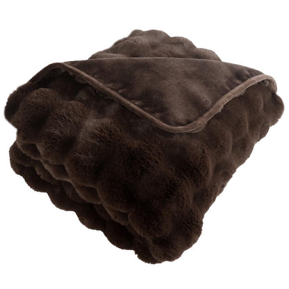 House and Home Bubble Faux Fur Throw 152 x 177cm Dark Brown
