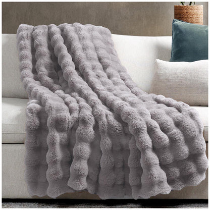 House and Home Bubble Faux Fur Throw 152 x 177cm Ivory