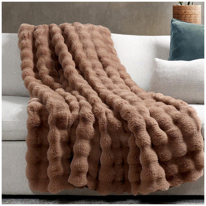 House and Home Bubble Faux Fur Throw 152 x 177cm Ivory