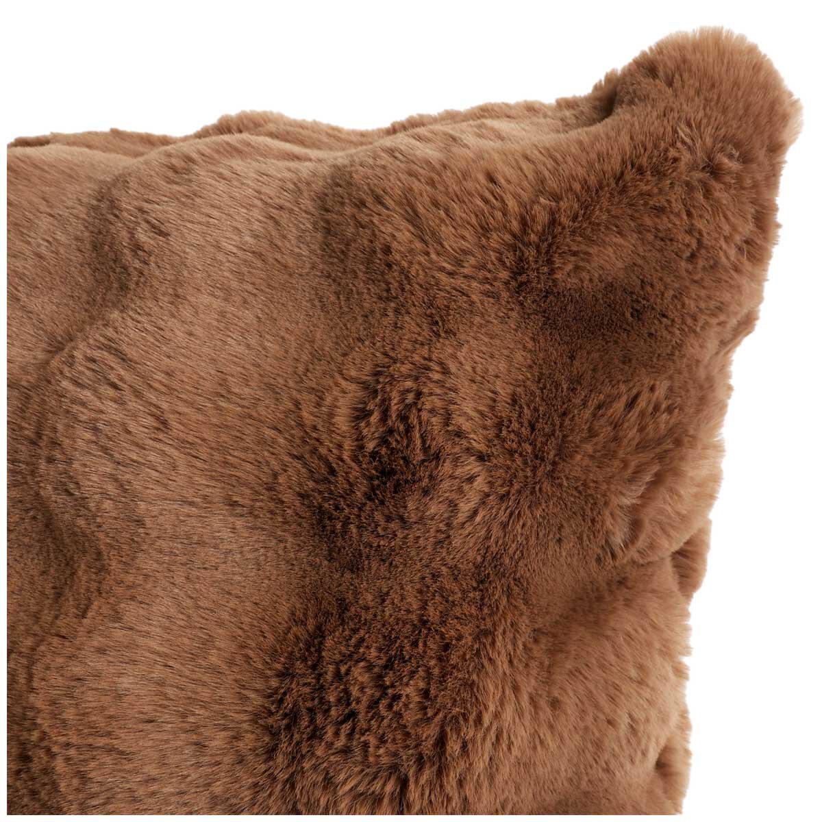 House and Home Luxe Faux Fur Cushion 55 x 55cm Light Brown