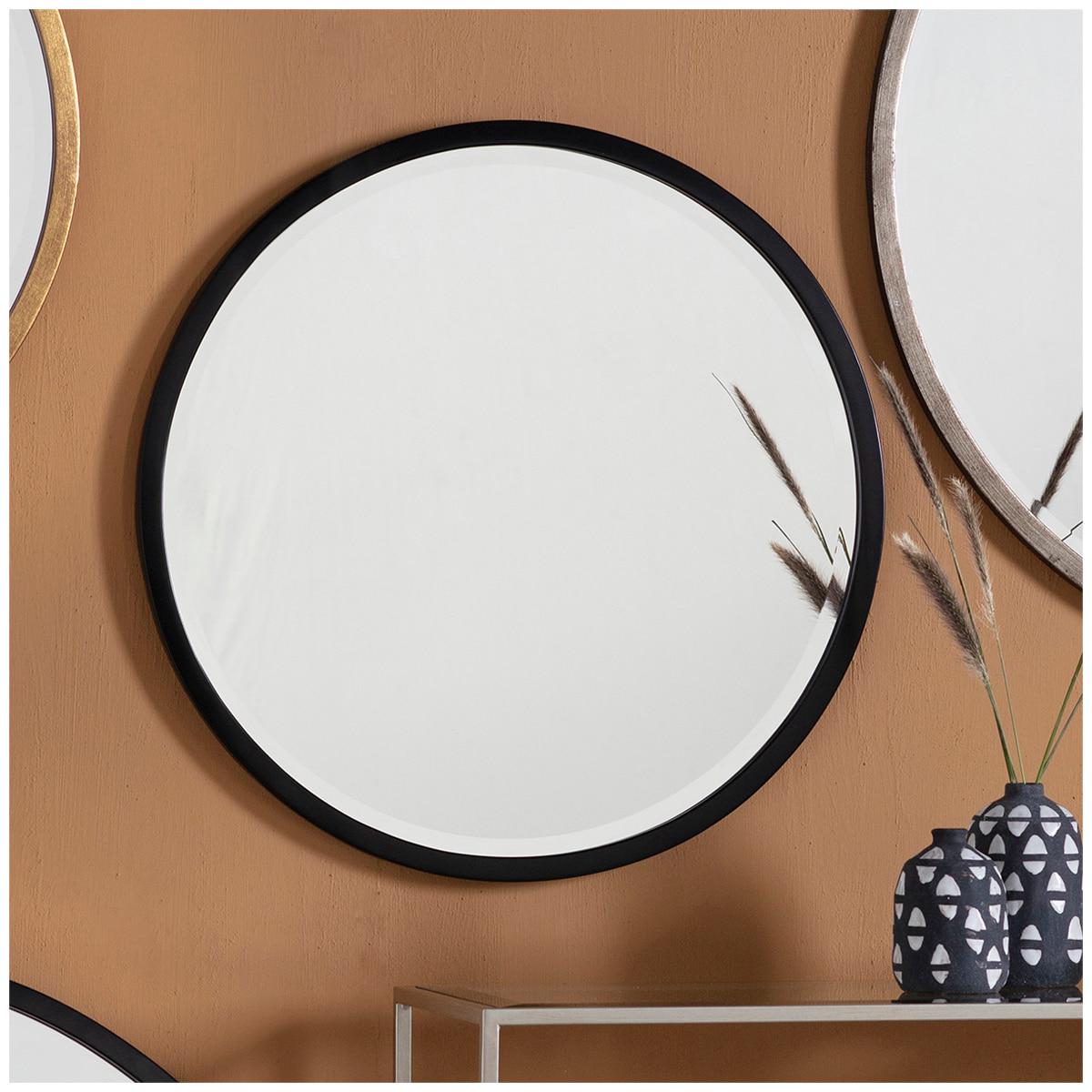 Hudson Living Higgins Round Mirror Black 600 x 600mm