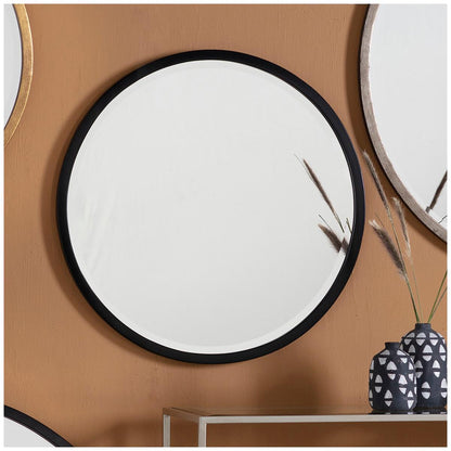 Hudson Living Higgins Round Mirror Black 600 x 600mm