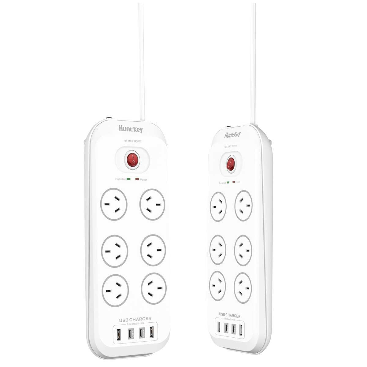 Huntkey 6 Outlets Surge Protector Powerboard 2 Pack SAC607C