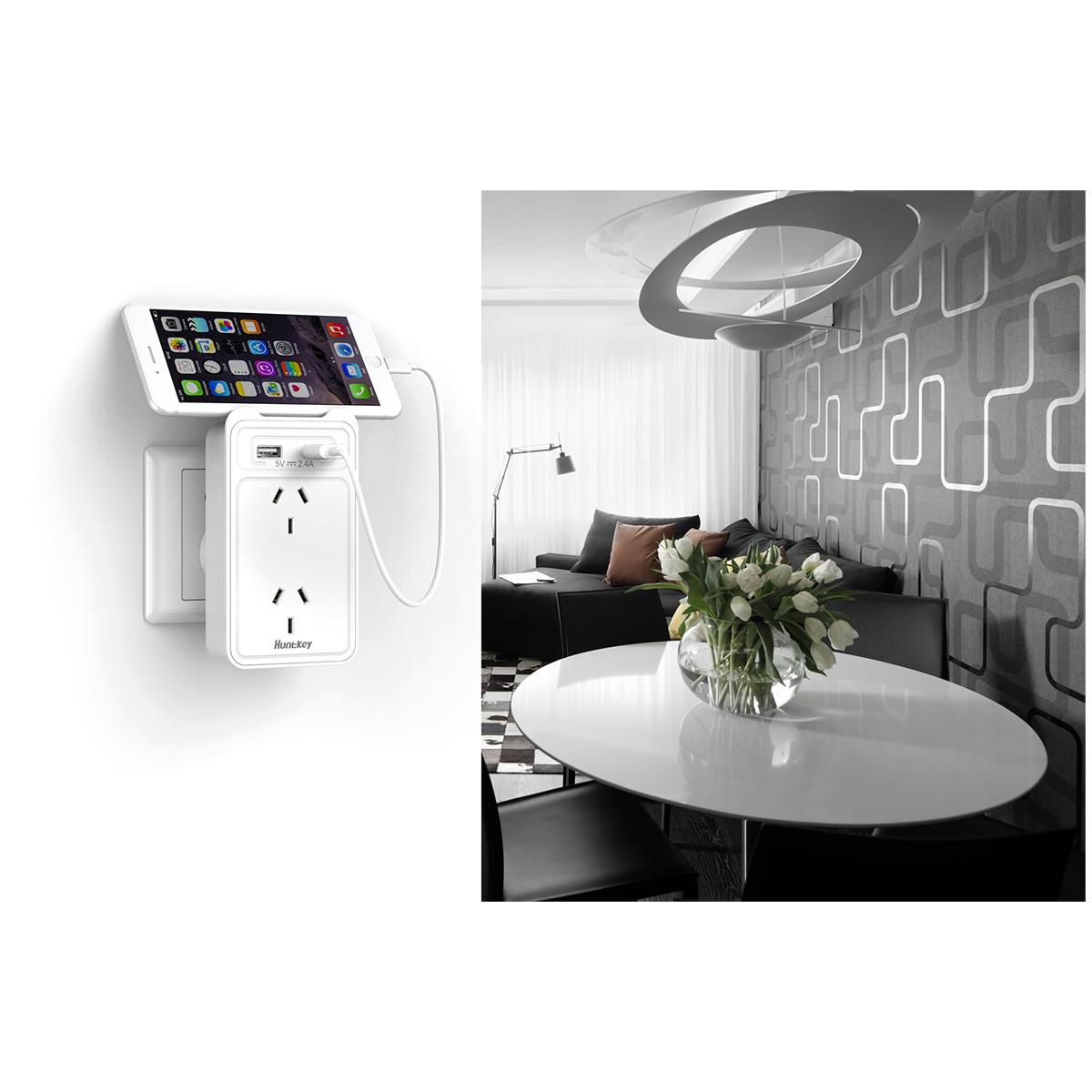 Huntkey Wall Charger with 2AC and 2 USB ports 2 Pack