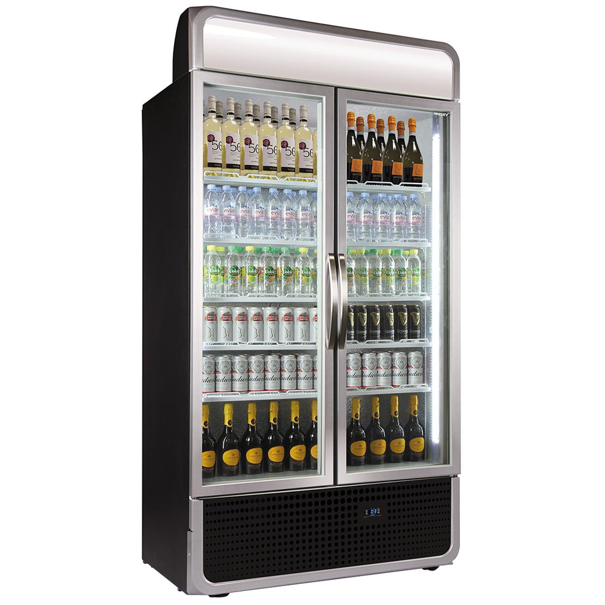 Husky Vertical Double Glass Door Commercial Refrigerator Black C10PRO-H-BLK-AU-HU