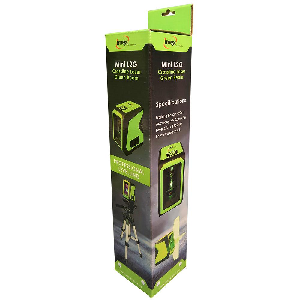 IMEX 20m L2G Mini Crossliner Laser Level w. Tripod - Green 012L2G
