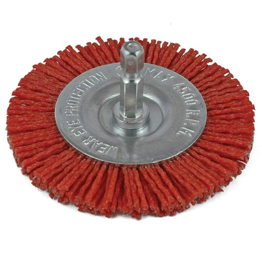 ITM 100mm 1 4 Hex Shank Nylon Spindle Mounted Wheel Brush TM7102-100